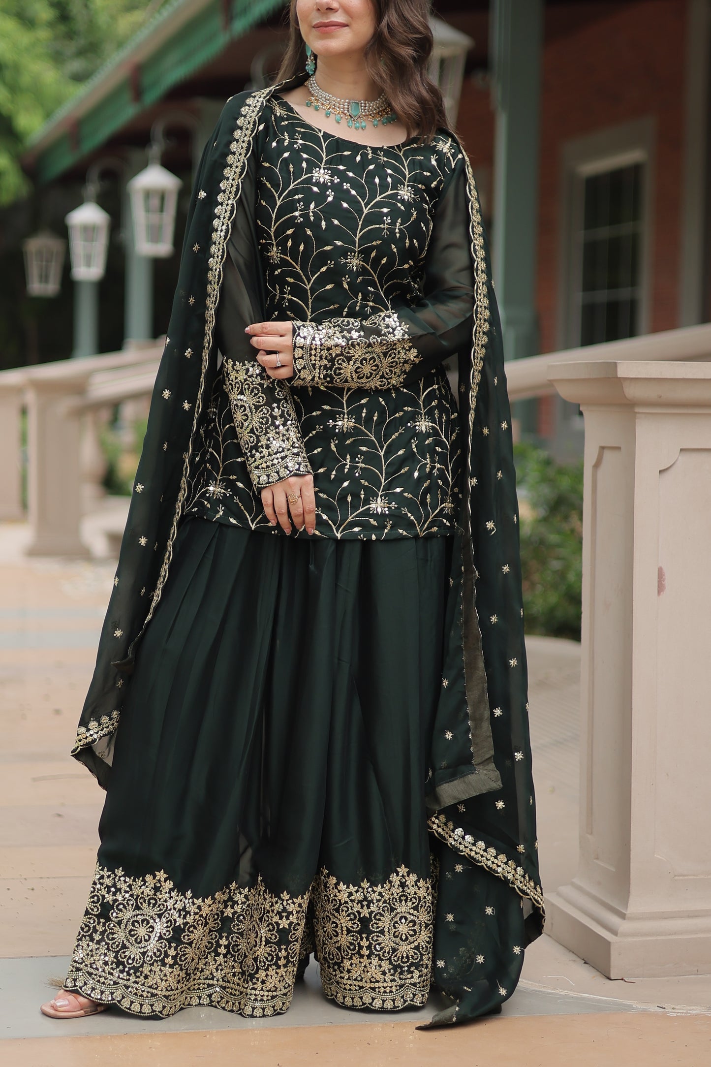 Avni's Designer Readymade Kurti Plazoo Dupatta Set