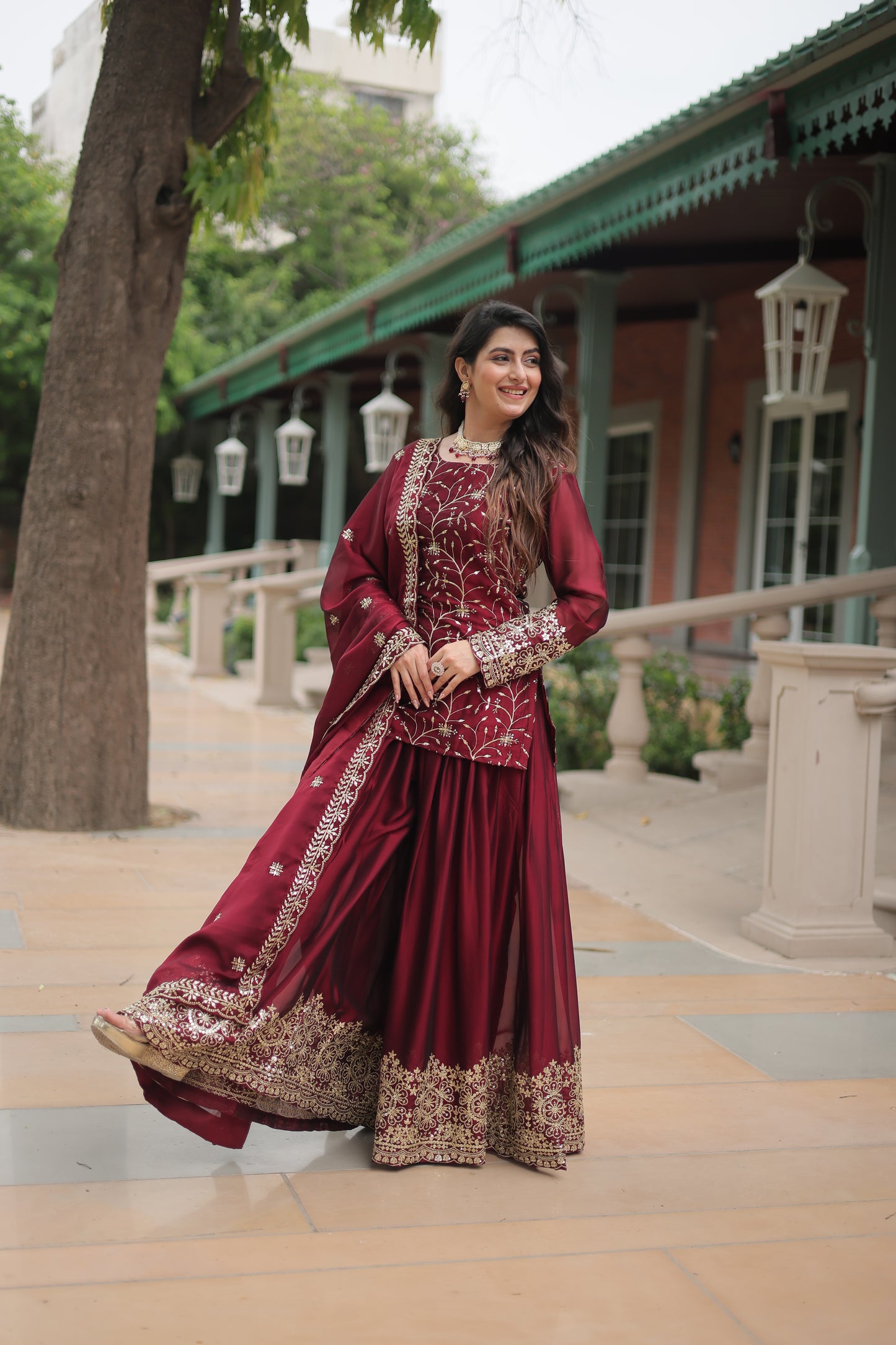 Avni's Designer Readymade Kurti Plazoo Dupatta Set