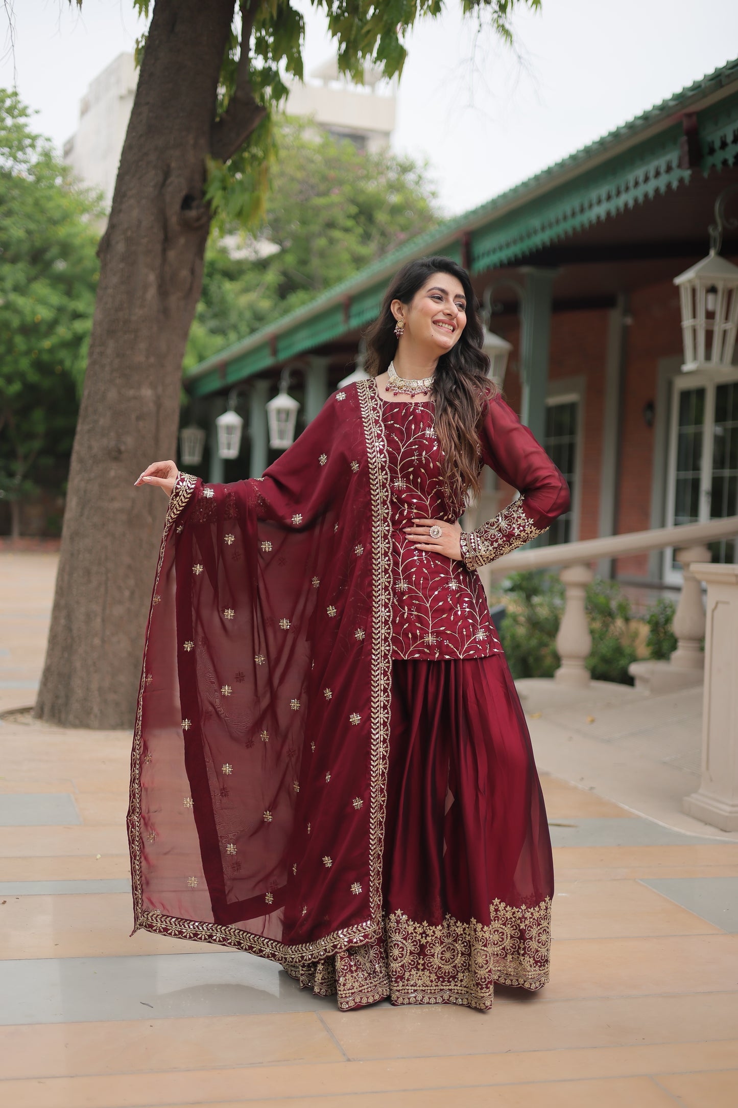 Avni's Designer Readymade Kurti Plazoo Dupatta Set