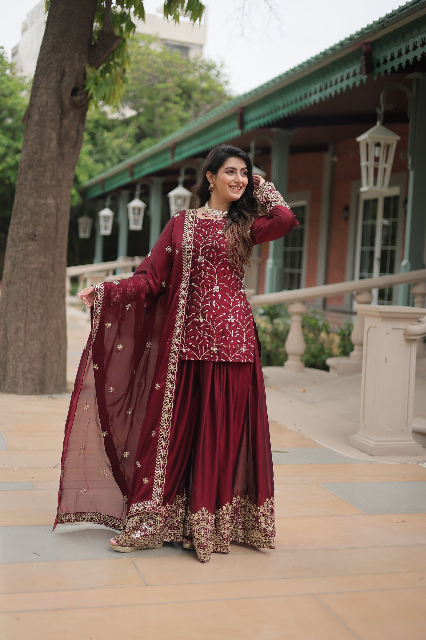 Avni's Designer Readymade Kurti Plazoo Dupatta Set