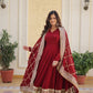 DARK MAROON Blooming Gown with Dupatta With Attractive Embroidered Sequins work.