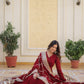 DARK MAROON Blooming Gown with Dupatta With Attractive Embroidered Sequins work.