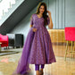 PURPLE EMBROIDERED GEORGETTE SILK ANARKALI  SUIT SET