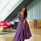 PURPLE EMBROIDERED GEORGETTE SILK ANARKALI  SUIT SET