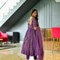 PURPLE EMBROIDERED GEORGETTE SILK ANARKALI  SUIT SET