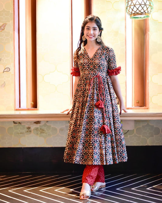 RAYON GOWN KURTA AND PENT SET  WL-7005