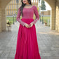 Faux Blooming With Sequins-Multi & Zari Embroidered Work   Pink Colour GOWN