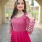 Faux Blooming With Sequins-Multi & Zari Embroidered Work   Pink Colour GOWN
