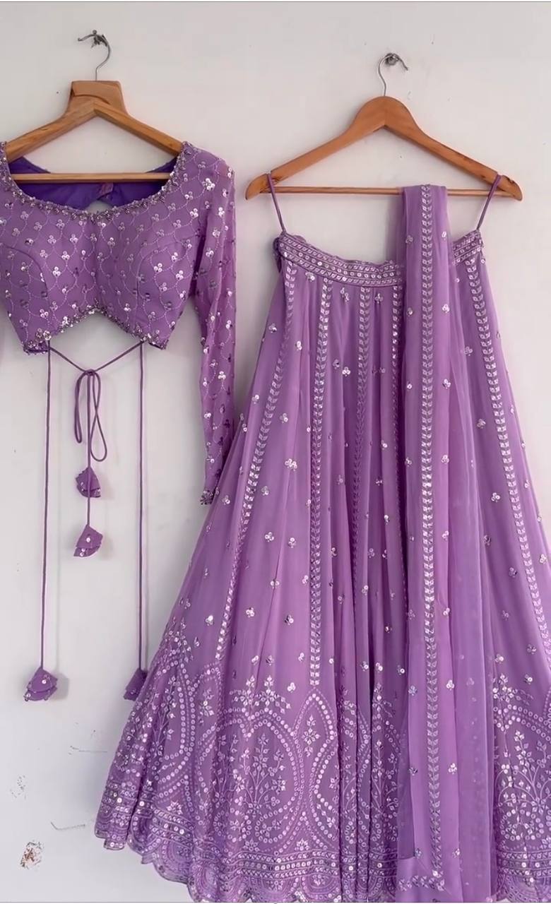 Purple Colour Embroidered Attractive Party Wear Silk Lehenga choli WL 170