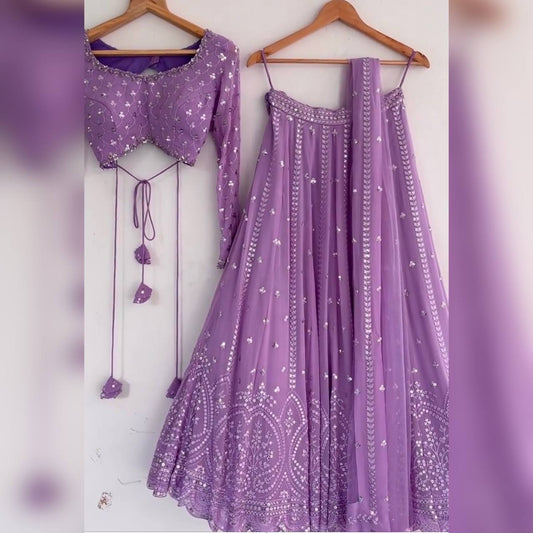 Purple Colour Embroidered Attractive Party Wear Silk Lehenga choli WL 170